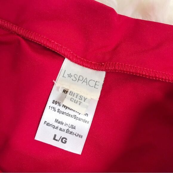 New L*SPACE Frenchi Bottom Bitsy Cut High Waist Bikini Pointelle Rib Red Large - Picture 8 of 10